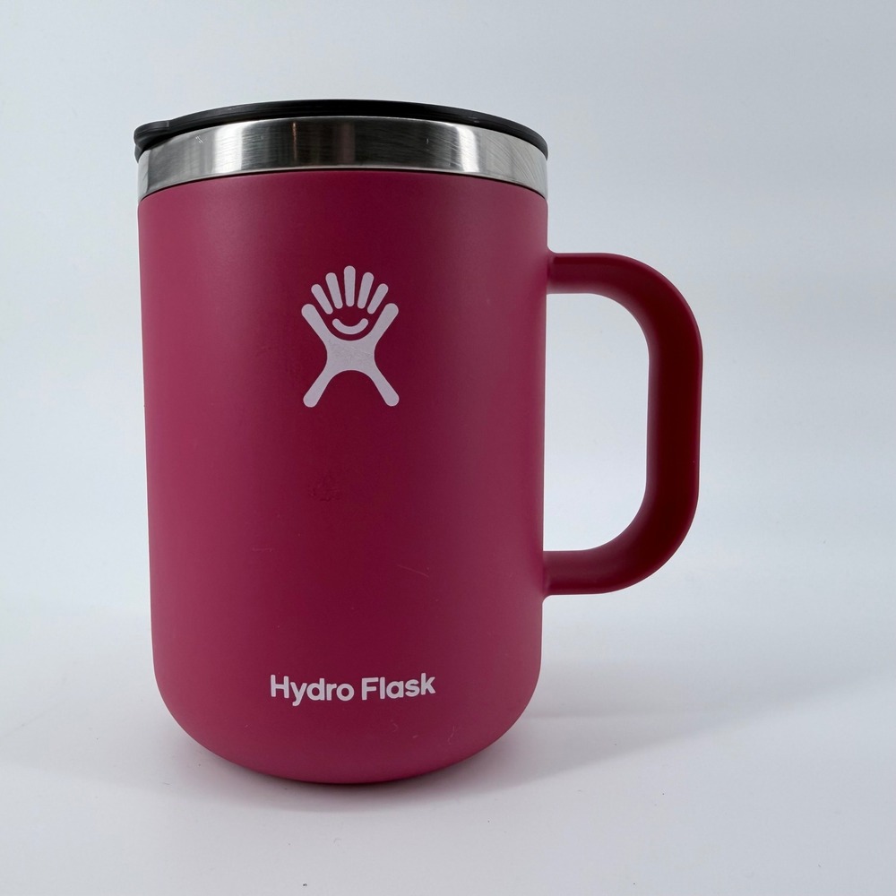 Hydro Flask Coffee Cup Mug Pink Stainless Steel Insulated Handle Sip Lid 24 oz